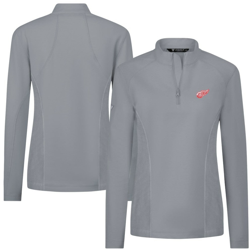 NHL Gray Detroit Red Wings Levelwear Women's Upright Quarter-Zip Pullover