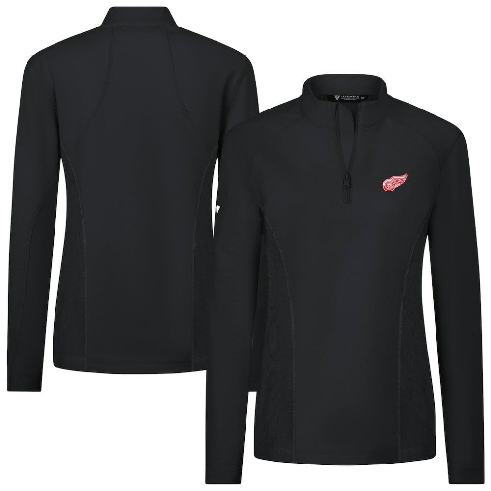 NHL Black Detroit Red Wings Levelwear Women's Upright Quarter-Zip Pullover