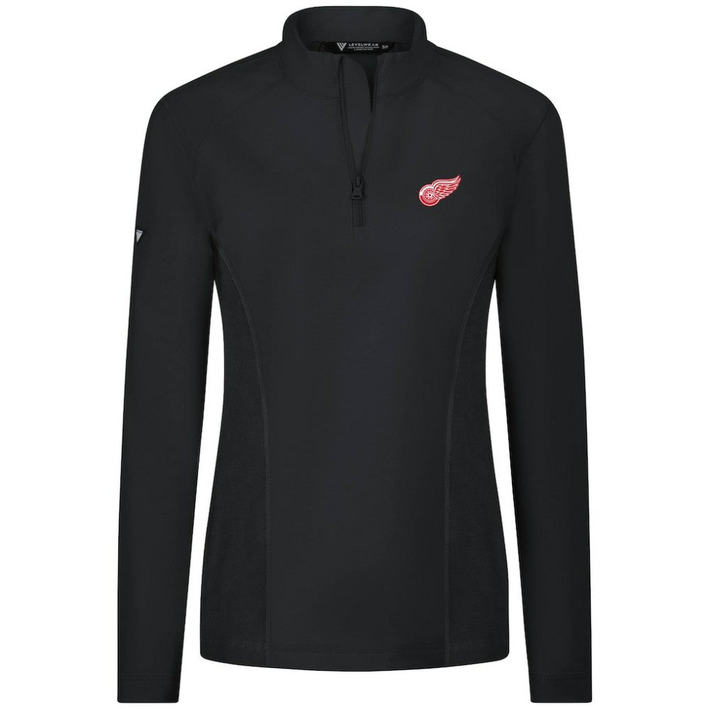 NHL Black Detroit Red Wings Levelwear Women's Upright Quarter-Zip Pullover