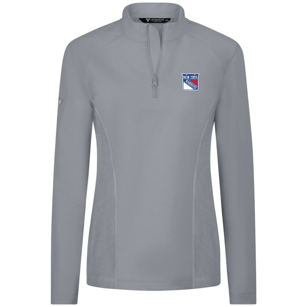NHL Gray New York Rangers Levelwear Women's Upright Quarter-Zip Pullover