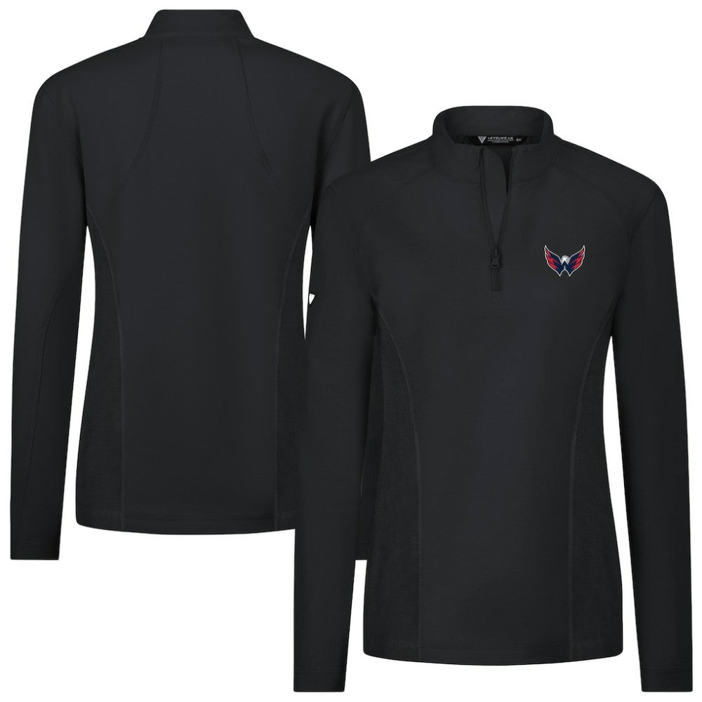 NHL Black Washington Capitals Levelwear Women's Upright Quarter-Zip Pullover