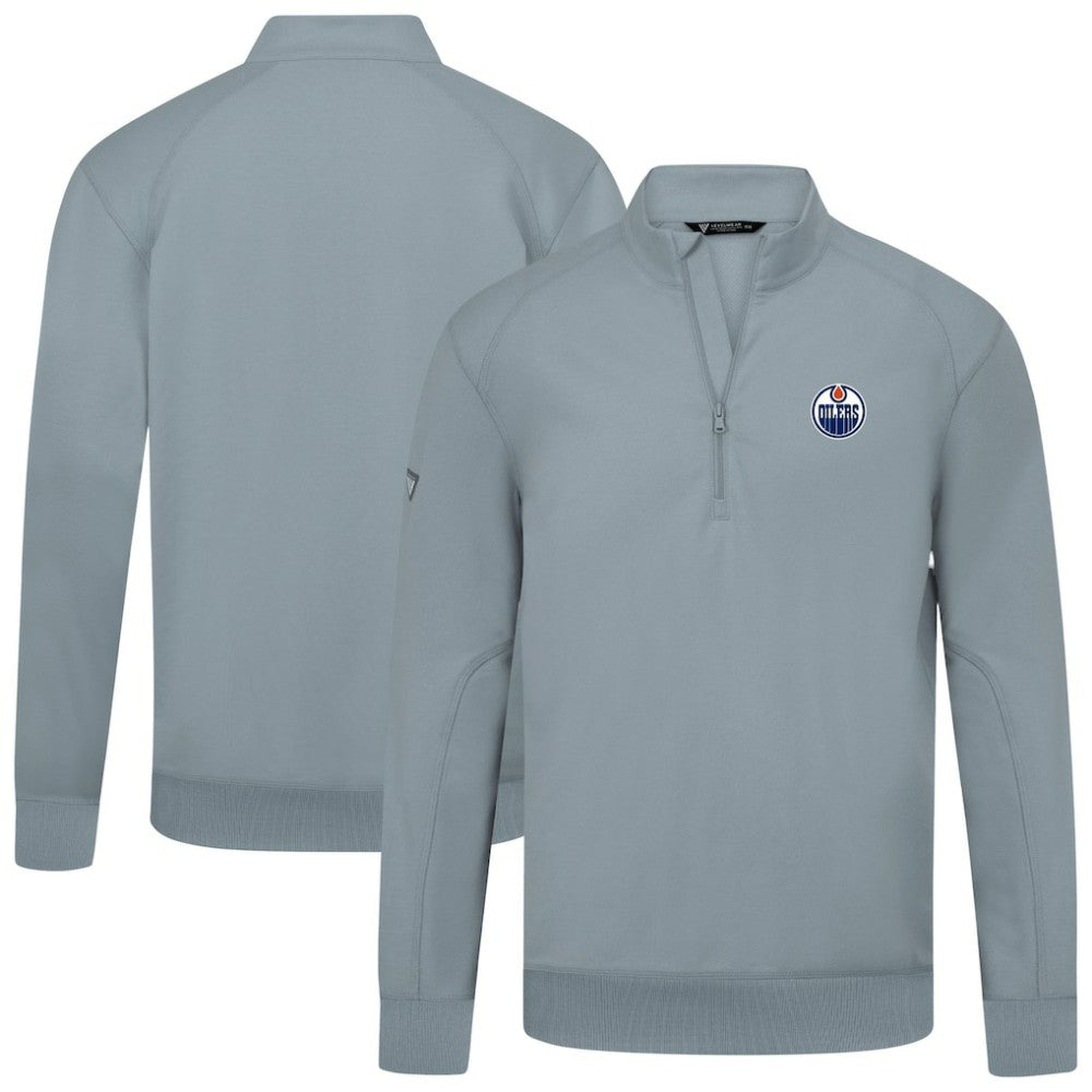 NHL Gray Edmonton Oilers Levelwear Upright Tri-Blend Quarter-Zip Pullover