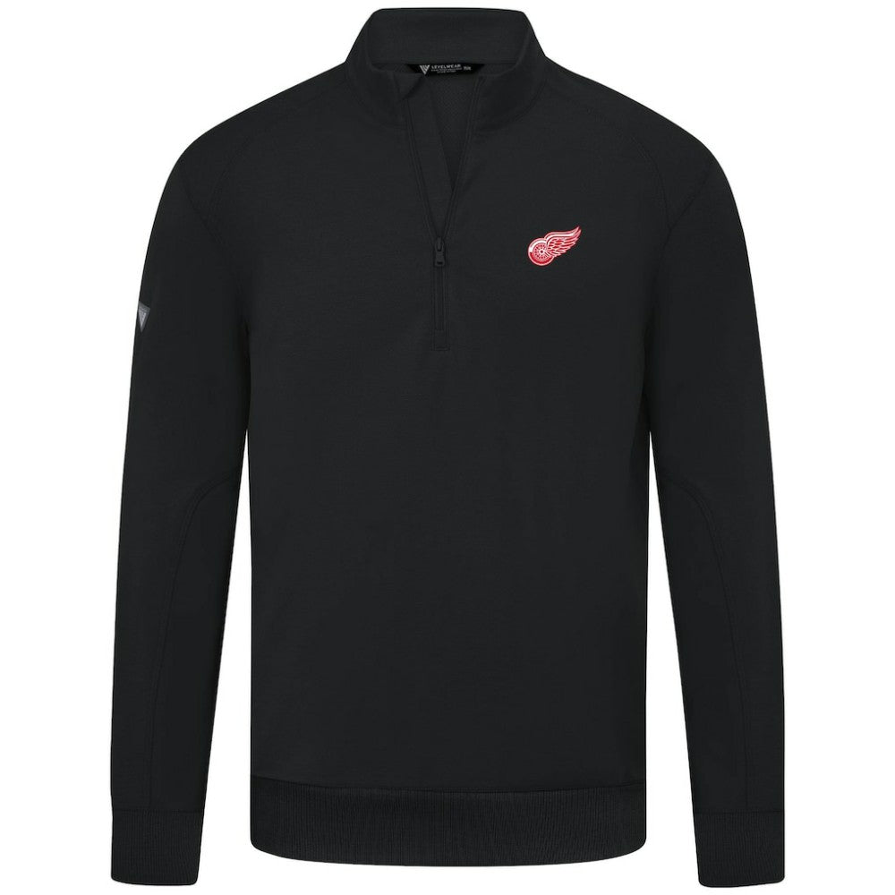 NHL Black Detroit Red Wings Levelwear Upright Tri-Blend Quarter-Zip Pullover