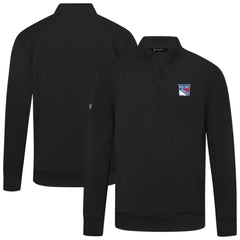 NHL Black New York Rangers Levelwear Upright Tri-Blend Quarter-Zip Pullover