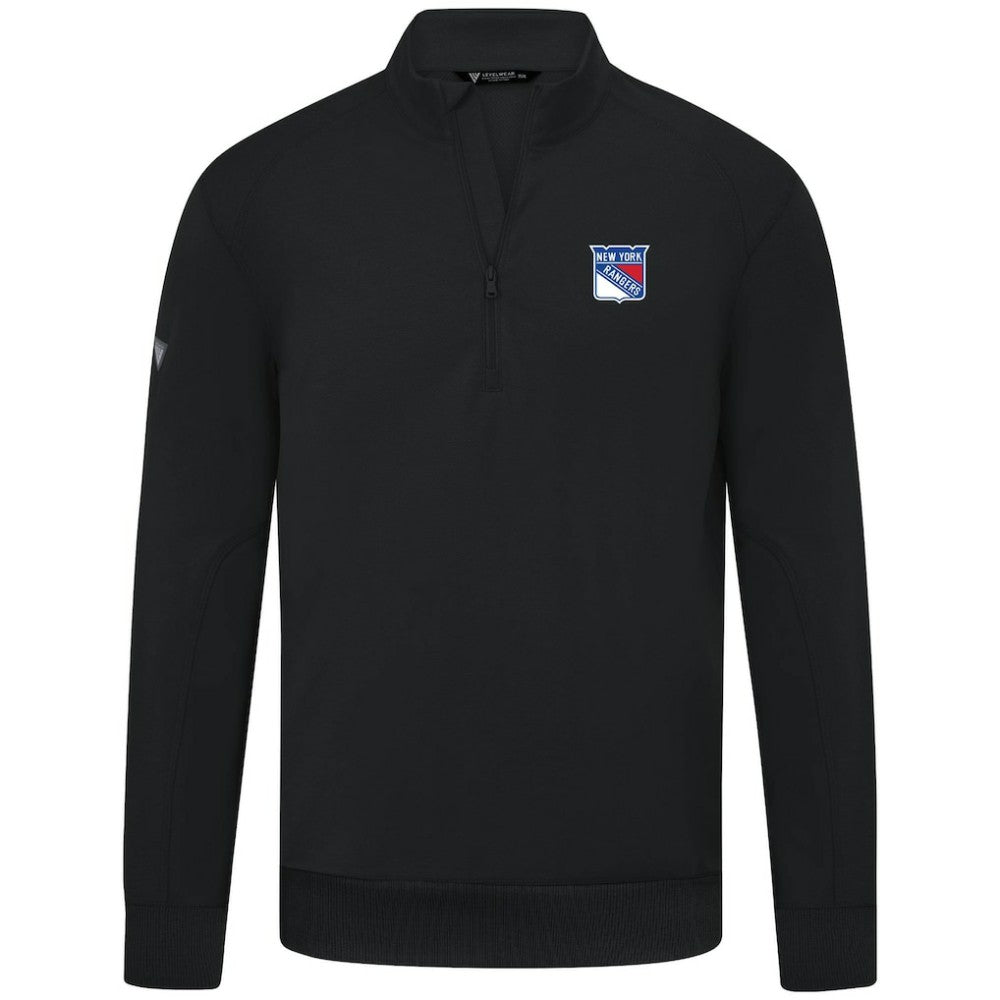 NHL Black New York Rangers Levelwear Upright Tri-Blend Quarter-Zip Pullover
