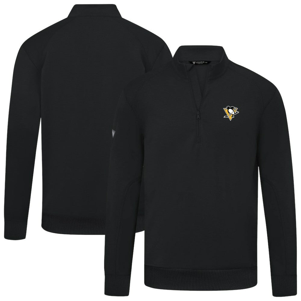NHL Black Pittsburgh Penguins Levelwear Upright Tri-Blend Quarter-Zip Pullover