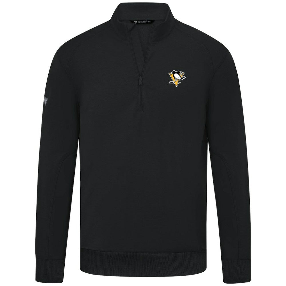 NHL Black Pittsburgh Penguins Levelwear Upright Tri-Blend Quarter-Zip Pullover