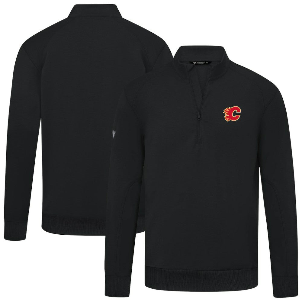 NHL Black Calgary Flames Levelwear Upright Tri-Blend Quarter-Zip Pullover