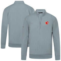 NHL Gray Calgary Flames Levelwear Upright Tri-Blend Quarter-Zip Pullover