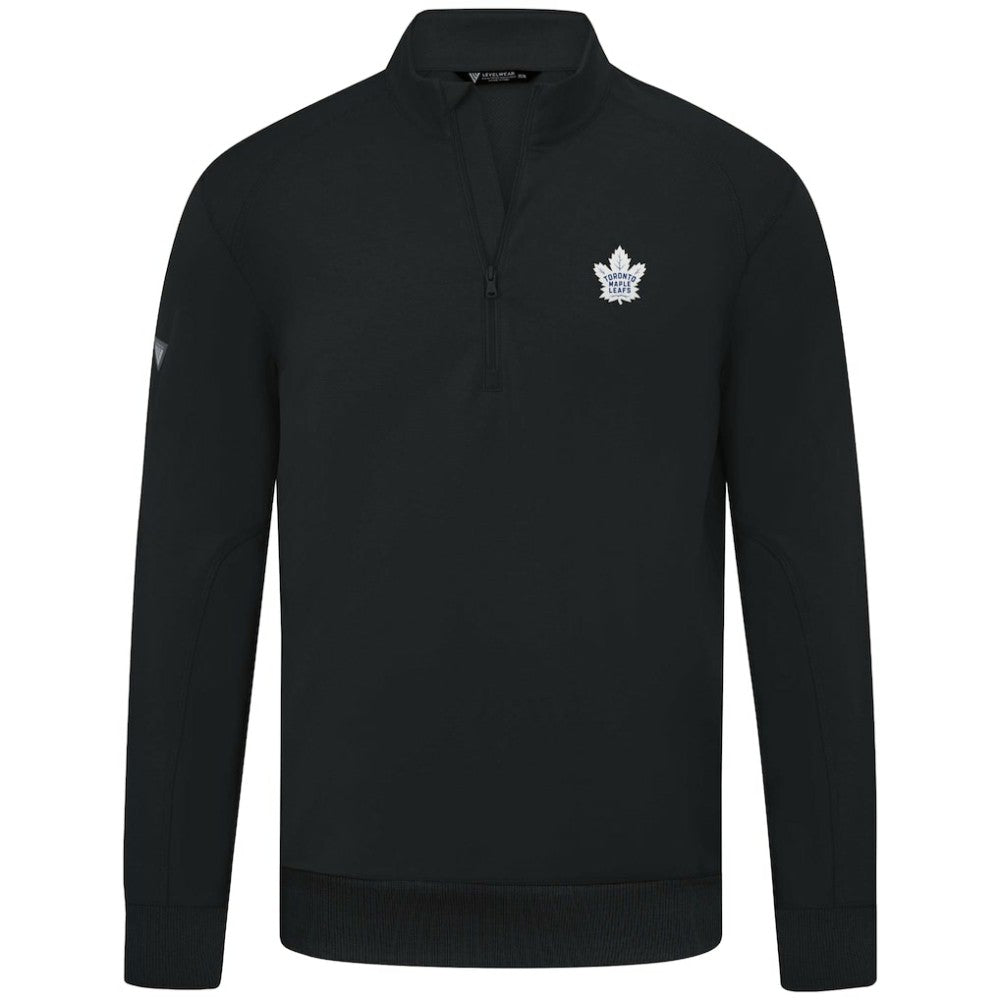 NHL Black Toronto Maple Leafs Levelwear Upright Tri-Blend Quarter-Zip Pullover