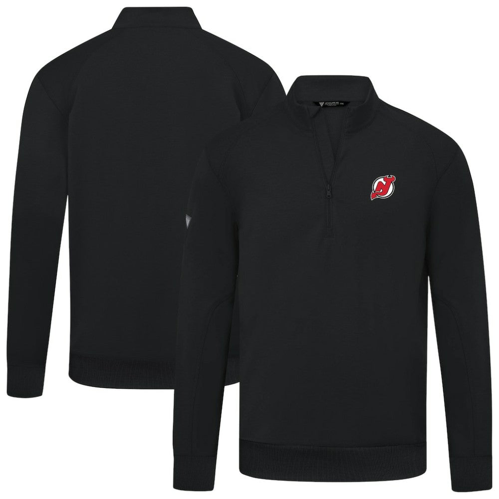 NHL Black New Jersey Devils Levelwear Upright Tri-Blend Quarter-Zip Pullover