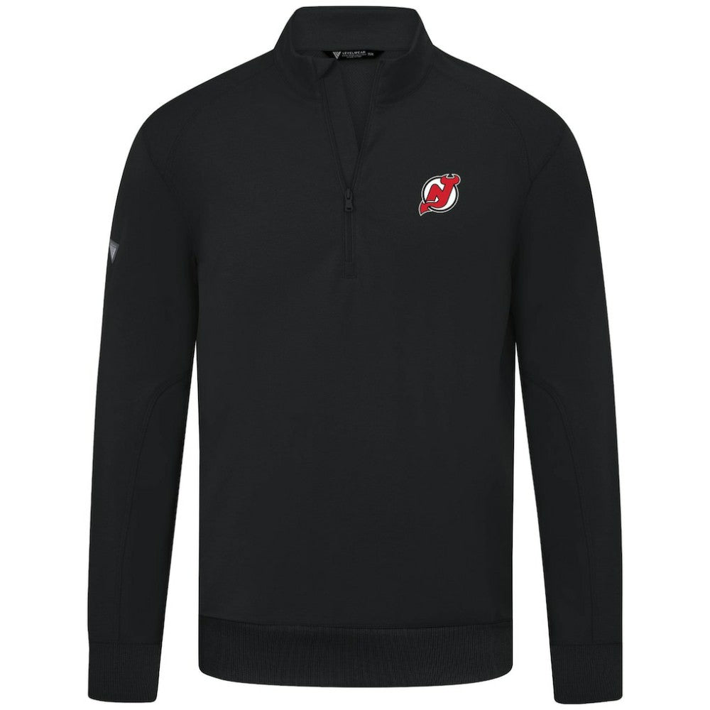 NHL Black New Jersey Devils Levelwear Upright Tri-Blend Quarter-Zip Pullover