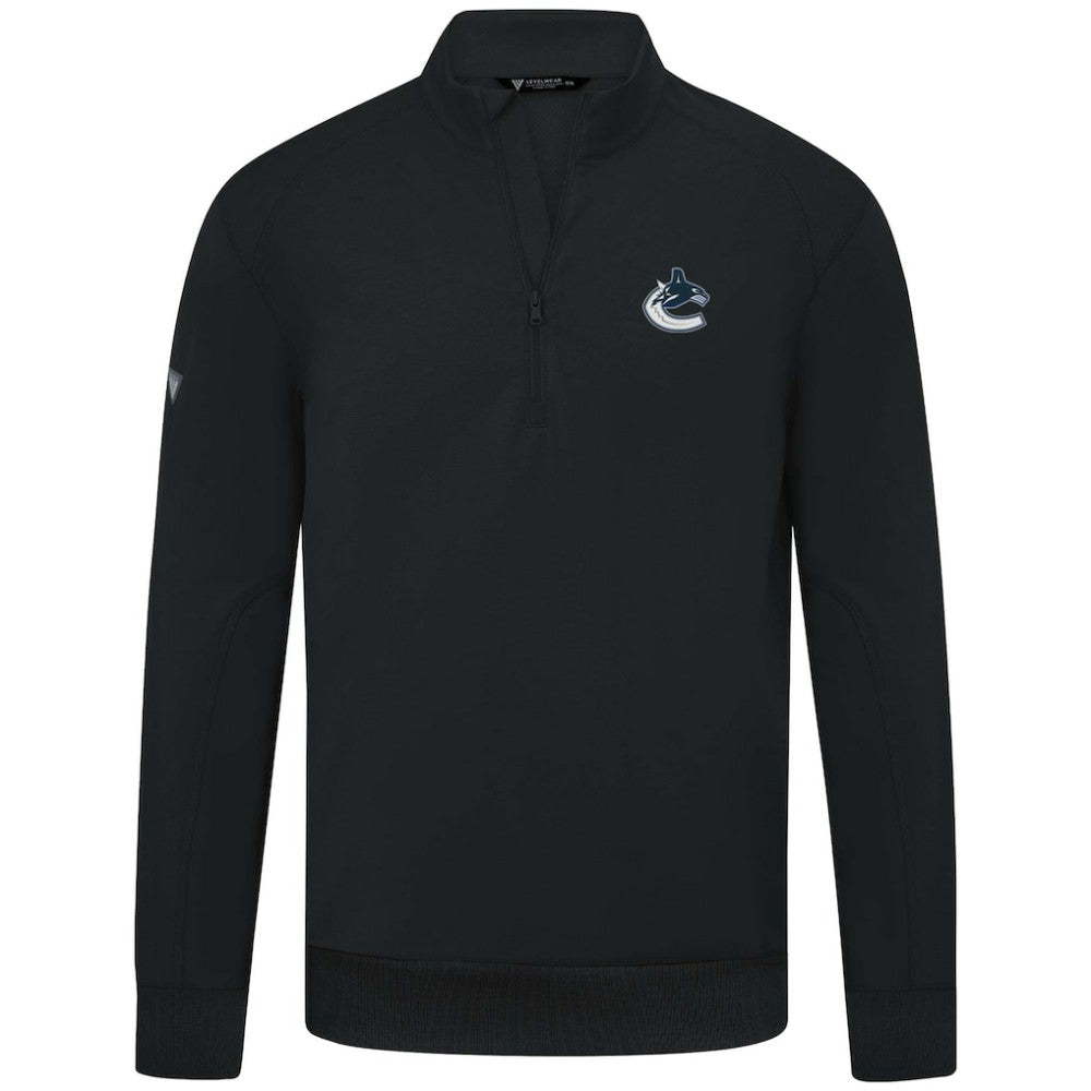 NHL Black Vancouver Canucks Levelwear Upright Tri-Blend Quarter-Zip Pullover