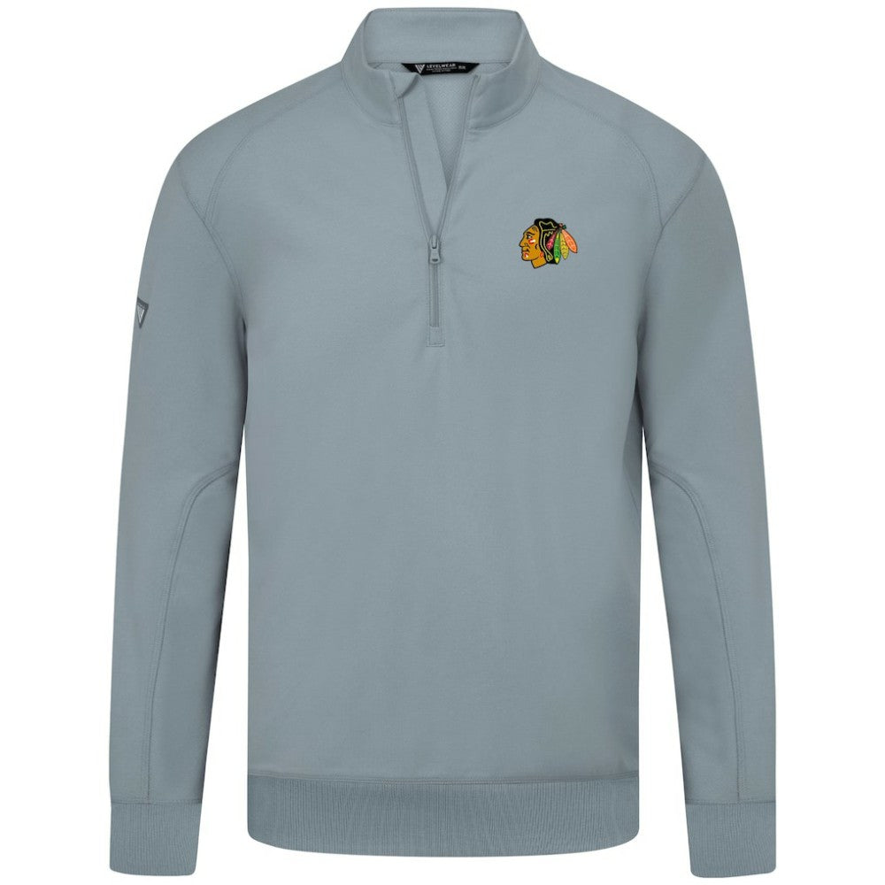 NHL Gray Chicago Blackhawks Levelwear Upright Tri-Blend Quarter-Zip Pullover