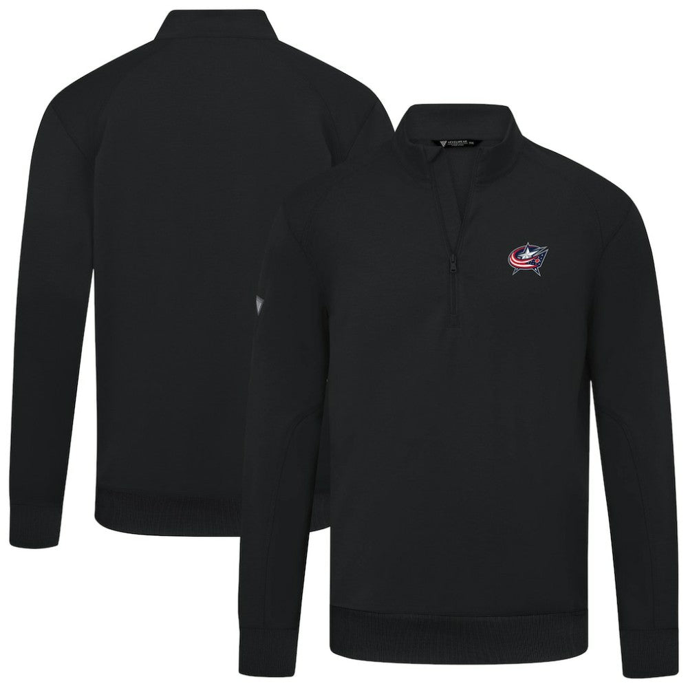 NHL Black Columbus Blue Jackets Levelwear Upright Tri-Blend Quarter-Zip Pullover