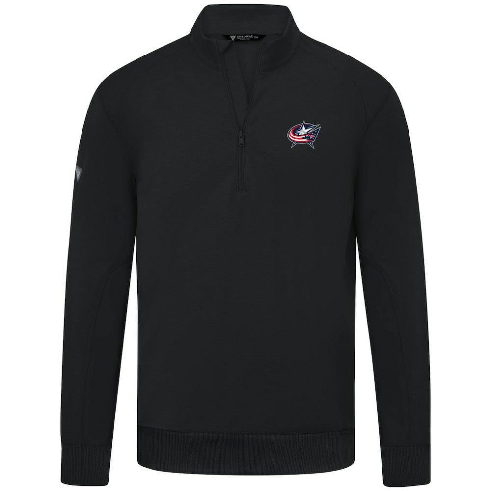 NHL Black Columbus Blue Jackets Levelwear Upright Tri-Blend Quarter-Zip Pullover