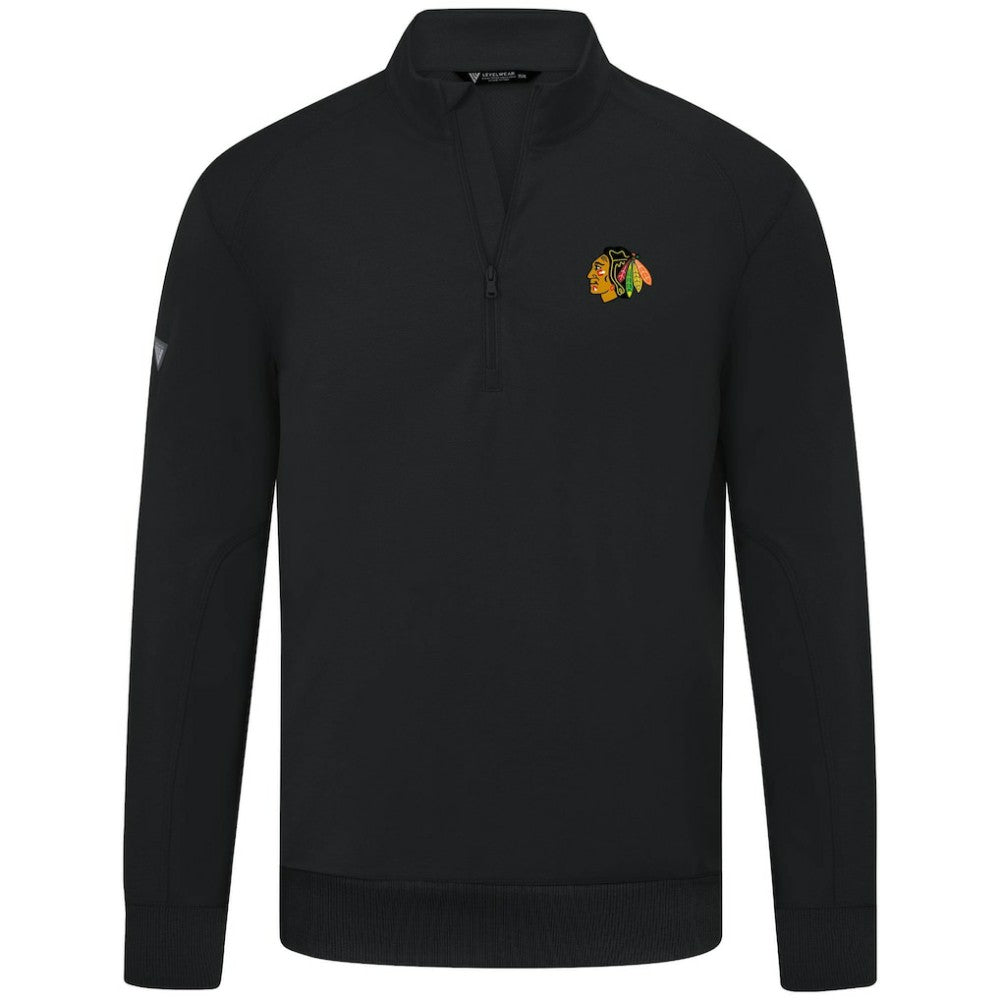 NHL Black Chicago Blackhawks Levelwear Upright Tri-Blend Quarter-Zip Pullover