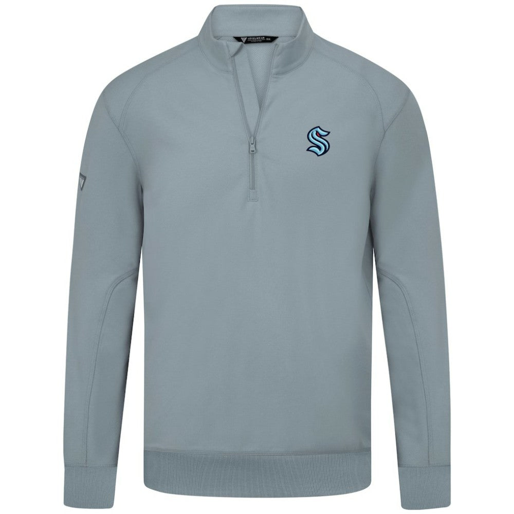 NHL Gray Seattle Kraken Levelwear Upright Tri-Blend Quarter-Zip Pullover