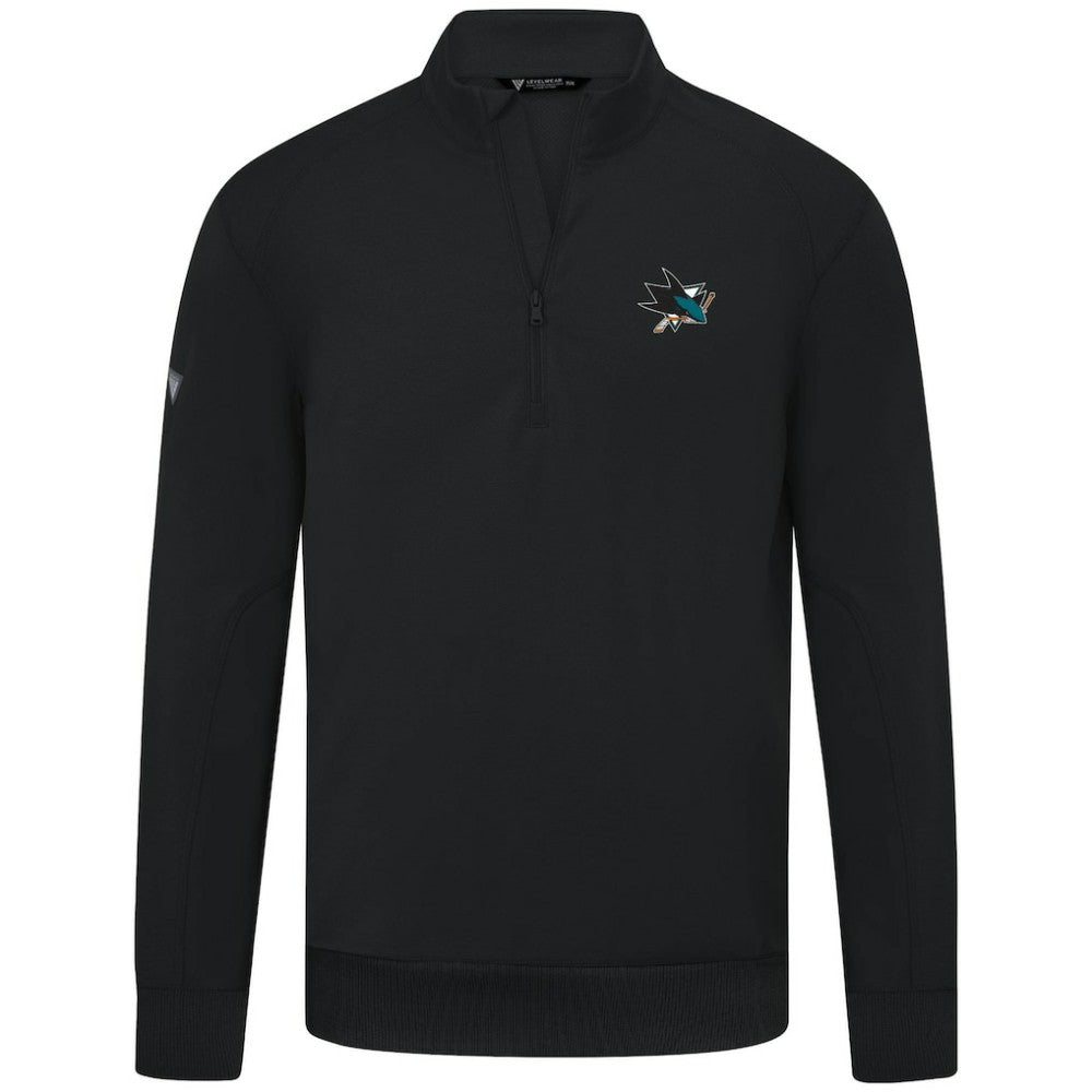 NHL Black San Jose Sharks Levelwear Upright Tri-Blend Quarter-Zip Pullover
