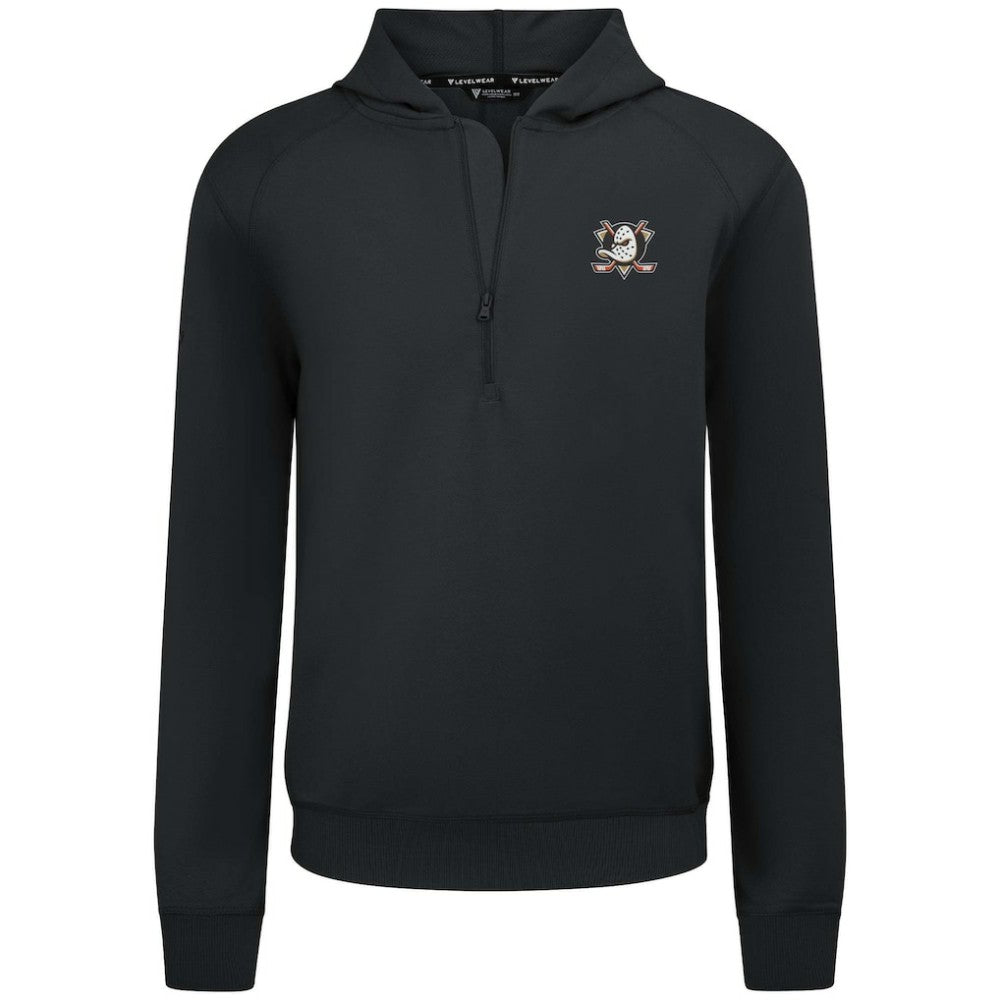 NHL Black Anaheim Ducks Levelwear Technic Quarter-Zip Pullover Hoodie