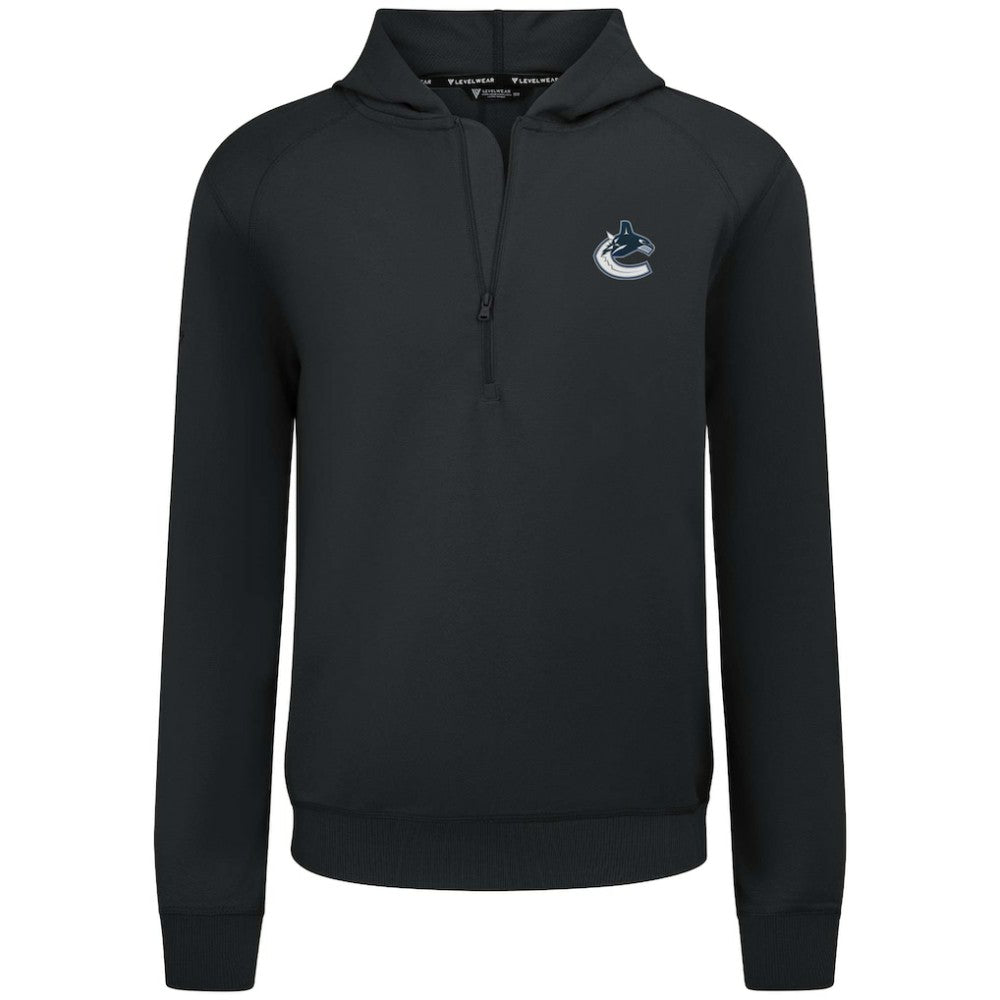 NHL Black Vancouver Canucks Levelwear Technic Quarter-Zip Pullover Hoodie