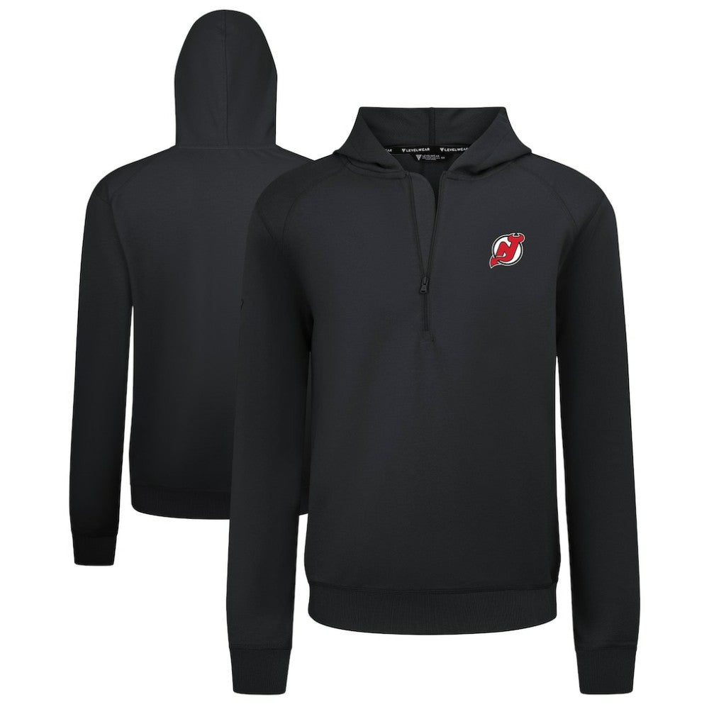 NHL Black New Jersey Devils Levelwear Technic Quarter-Zip Pullover Hoodie