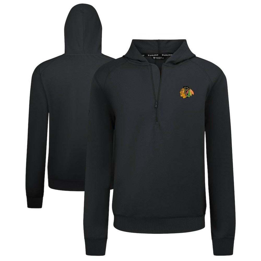 NHL Black Chicago Blackhawks Levelwear Technic Quarter-Zip Pullover Hoodie