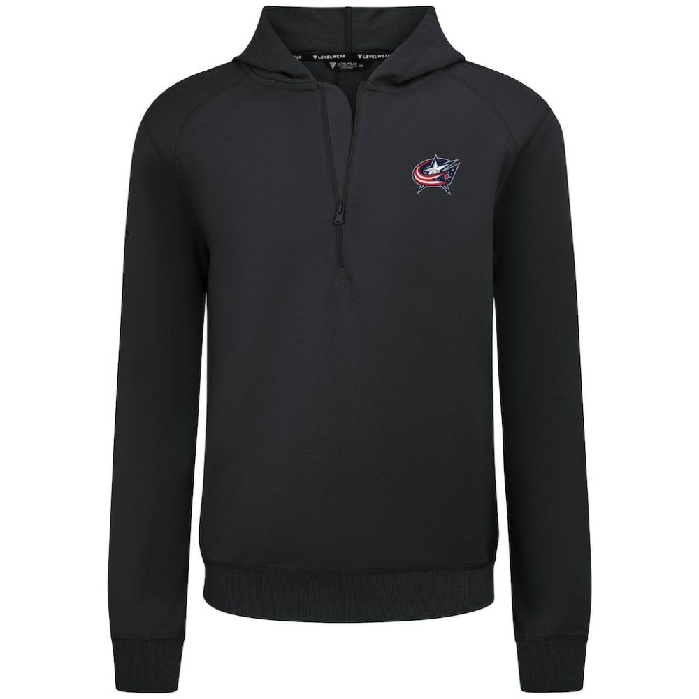 NHL Black Columbus Blue Jackets Levelwear Technic Quarter-Zip Pullover Hoodie
