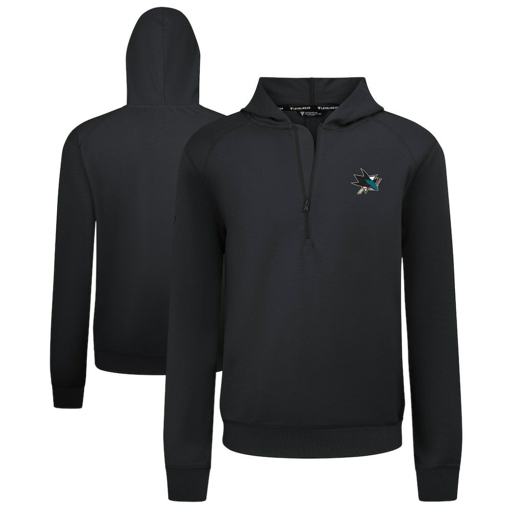 NHL Black San Jose Sharks Levelwear Technic Quarter-Zip Pullover Hoodie