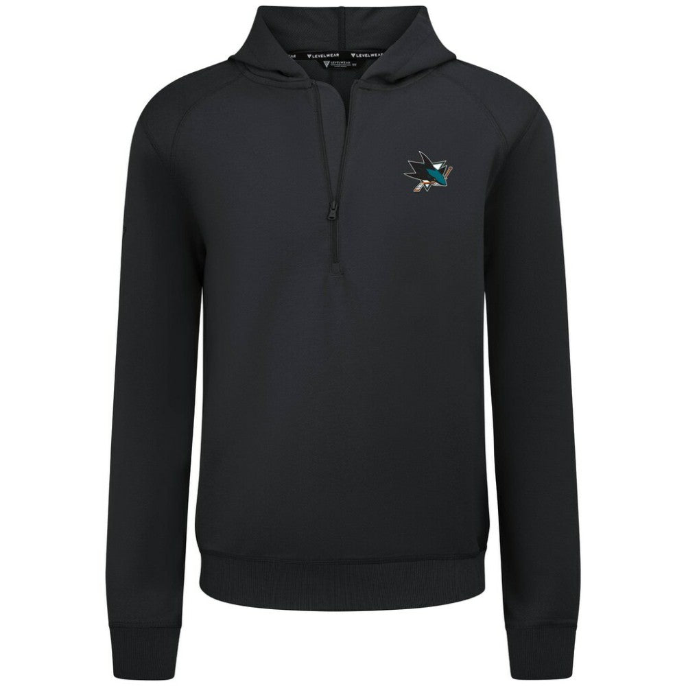 NHL Black San Jose Sharks Levelwear Technic Quarter-Zip Pullover Hoodie