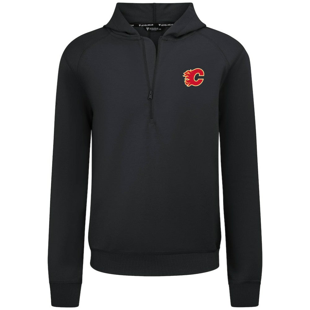 NHL Black Calgary Flames Levelwear Technic Quarter-Zip Pullover Hoodie