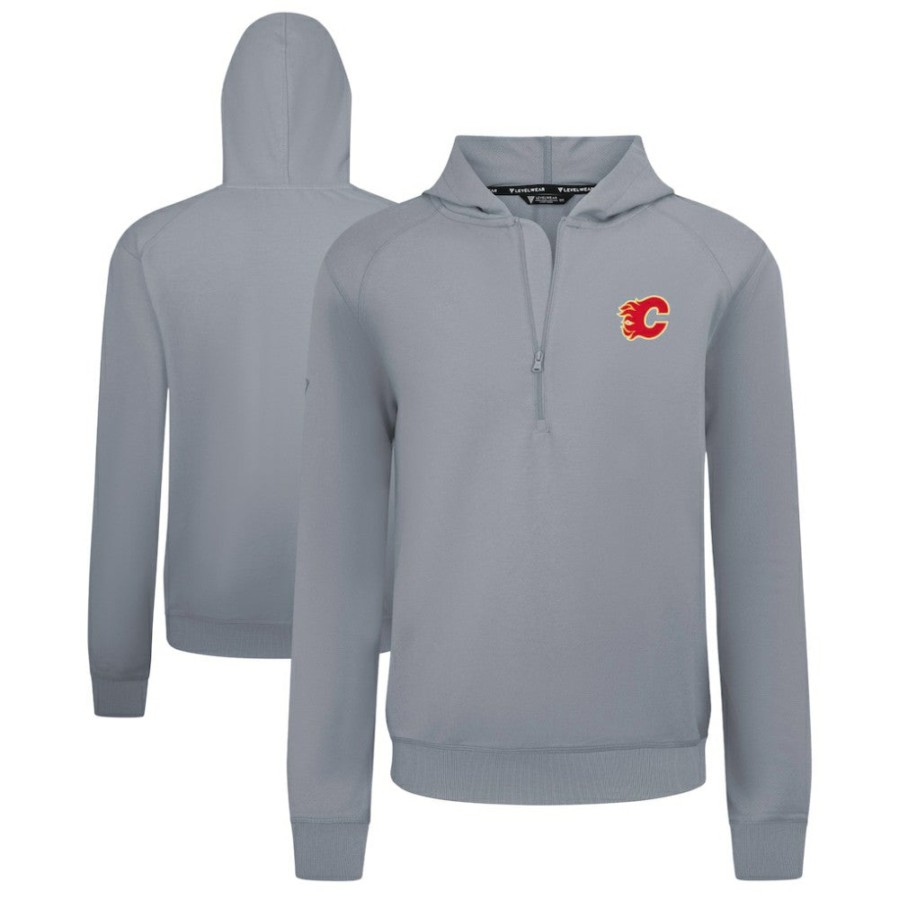 NHL Gray Calgary Flames Levelwear Technic Quarter-Zip Pullover Hoodie