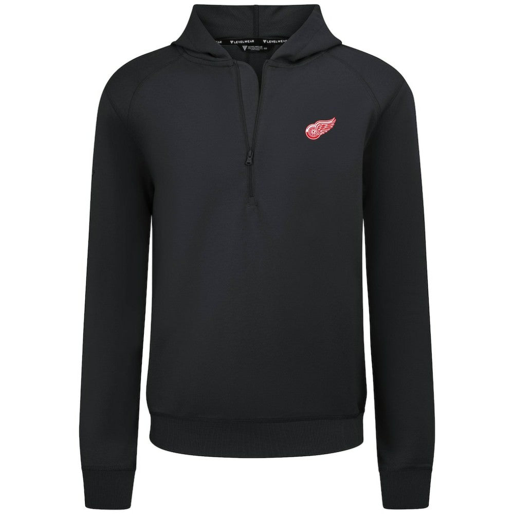 NHL Black Detroit Red Wings Levelwear Technic Quarter-Zip Pullover Hoodie