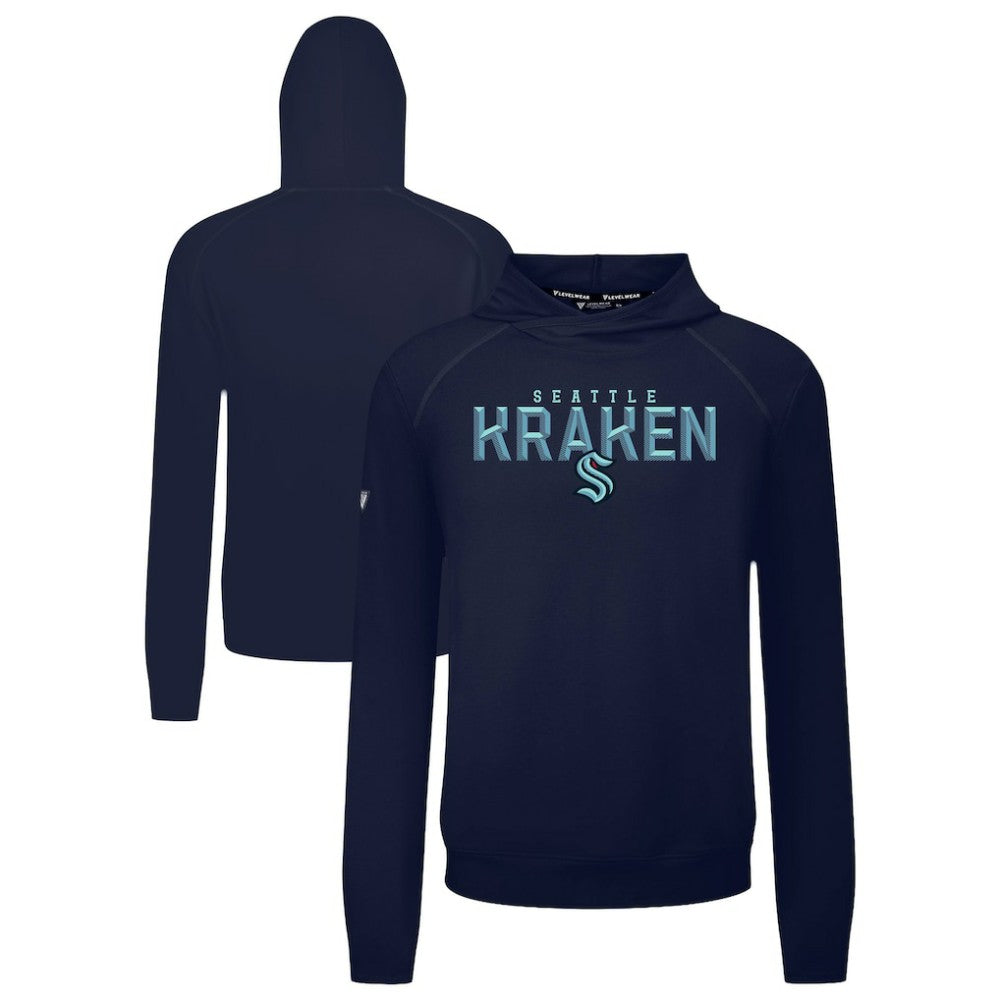 NHL Deep Sea Blue Seattle Kraken Levelwear Mandate Carve Tri-Blend Pullover Hoodie