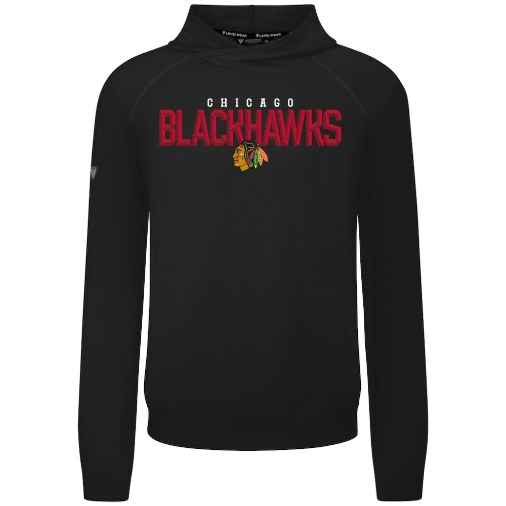 NHL Black Chicago Blackhawks Levelwear Mandate Carve Tri-Blend Pullover Hoodie