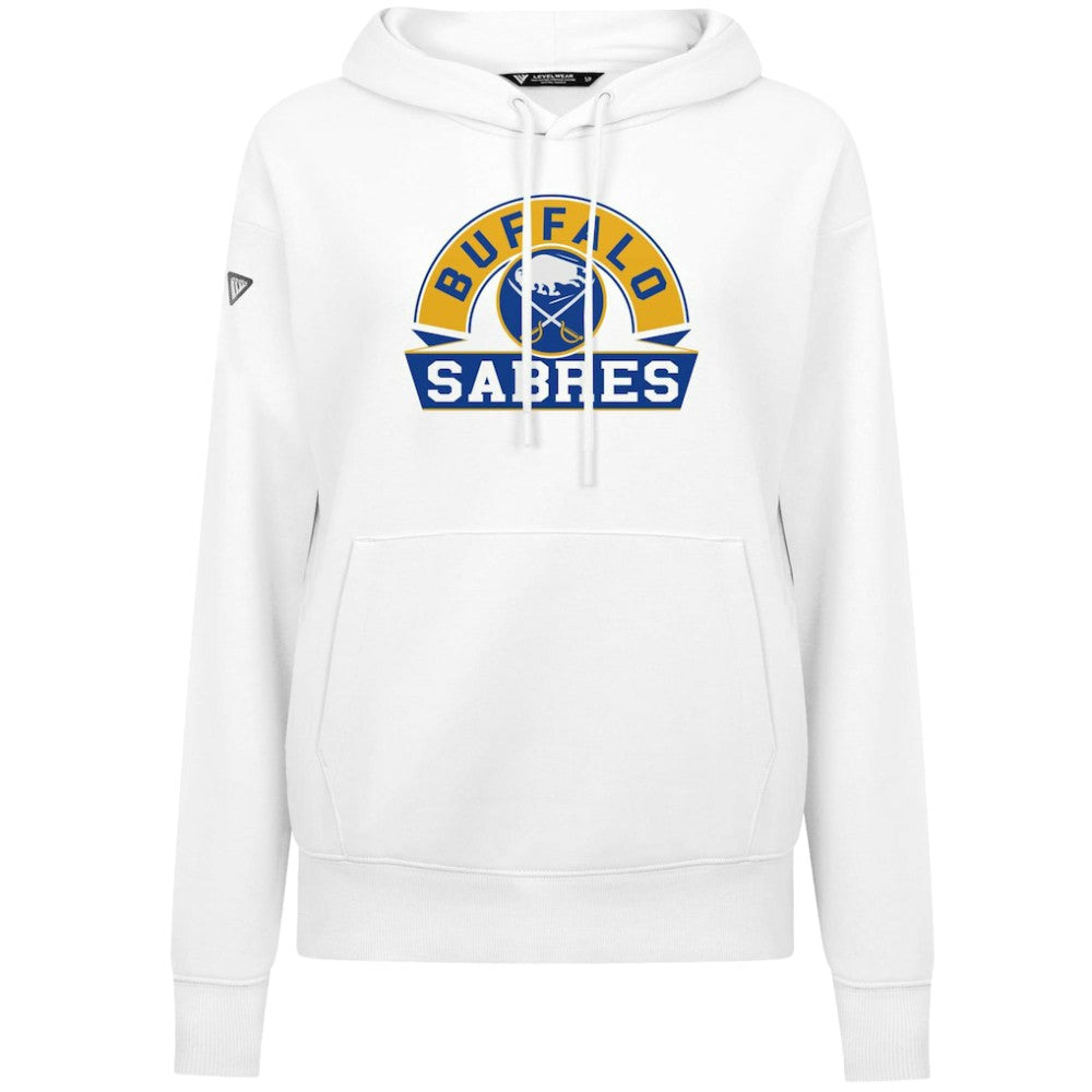 NHL White Buffalo Sabres Levelwear Women's Adorn Banner Arch Pullover Hoodie