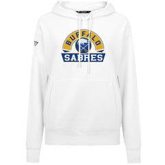 NHL White Buffalo Sabres Levelwear Women's Adorn Banner Arch Pullover Hoodie