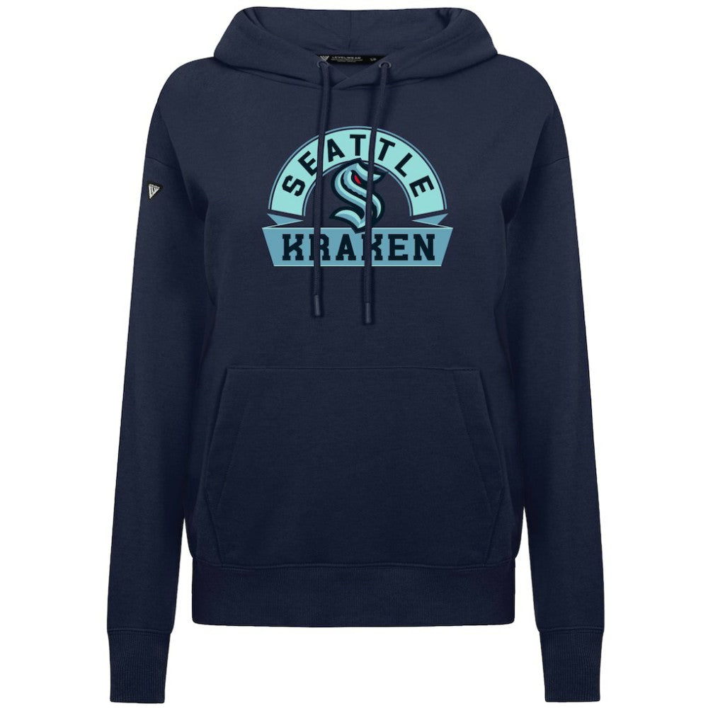 NHL Navy Seattle Kraken Levelwear Women's Adorn Banner Arch Pullover Hoodie