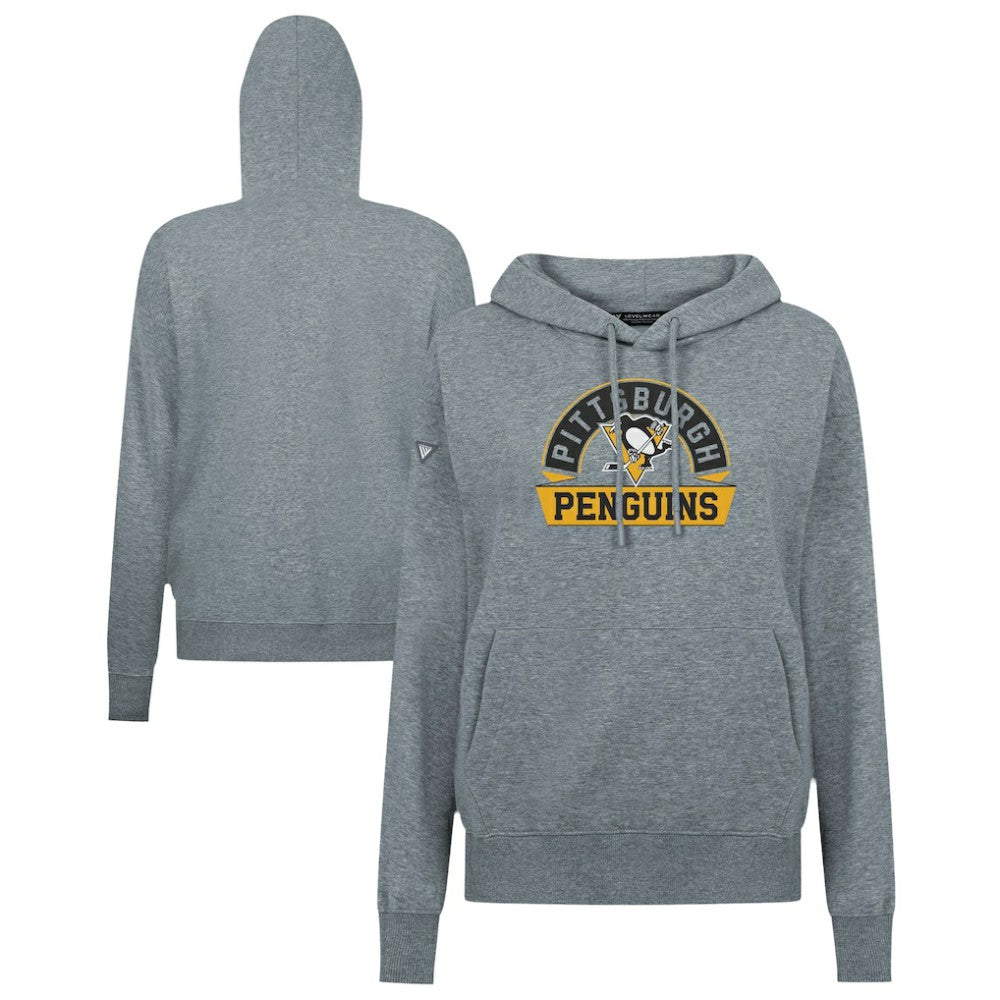NHL Gray Pittsburgh Penguins Levelwear Women's Adorn Banner Arch Pullover Hoodie