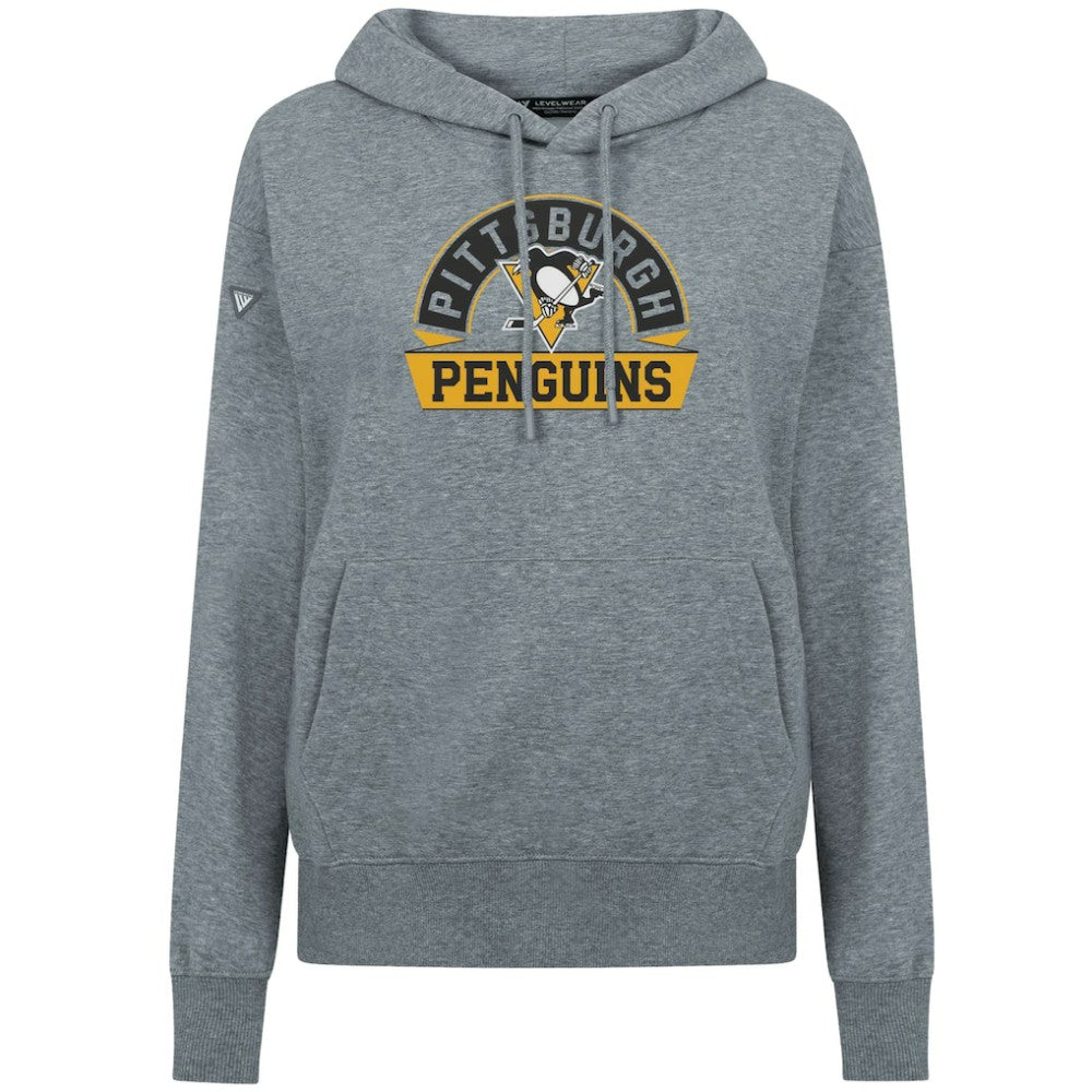 NHL Gray Pittsburgh Penguins Levelwear Women's Adorn Banner Arch Pullover Hoodie