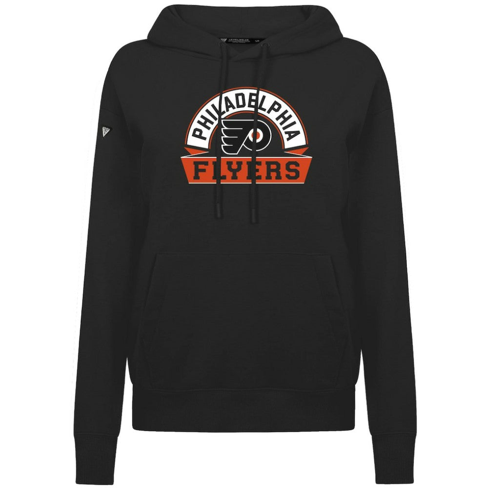 NHL Black Philadelphia Flyers Levelwear Women's Adorn Banner Arch Pullover Hoodie