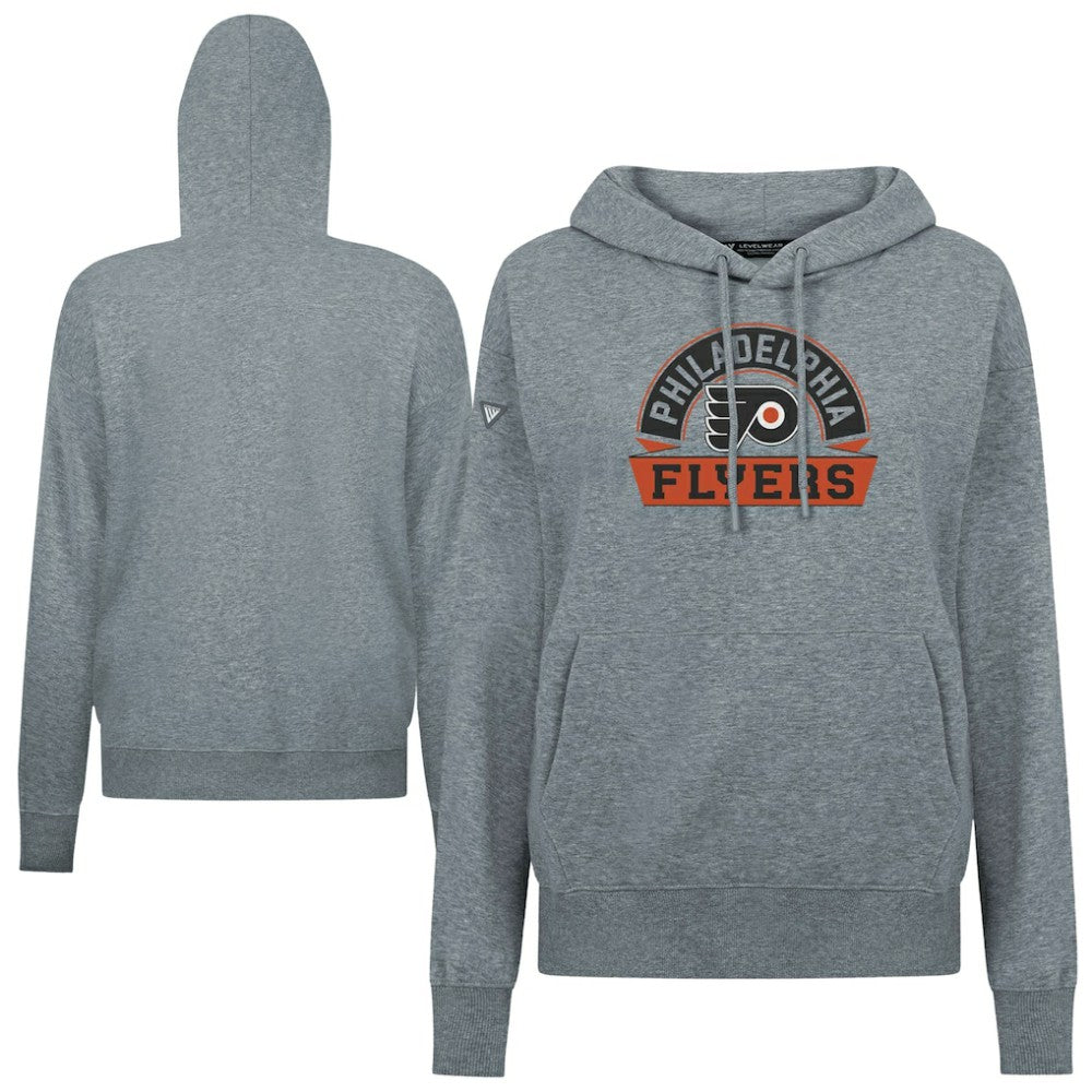 NHL Gray Philadelphia Flyers Levelwear Women's Adorn Banner Arch Pullover Hoodie
