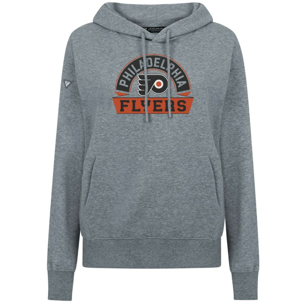 NHL Gray Philadelphia Flyers Levelwear Women's Adorn Banner Arch Pullover Hoodie