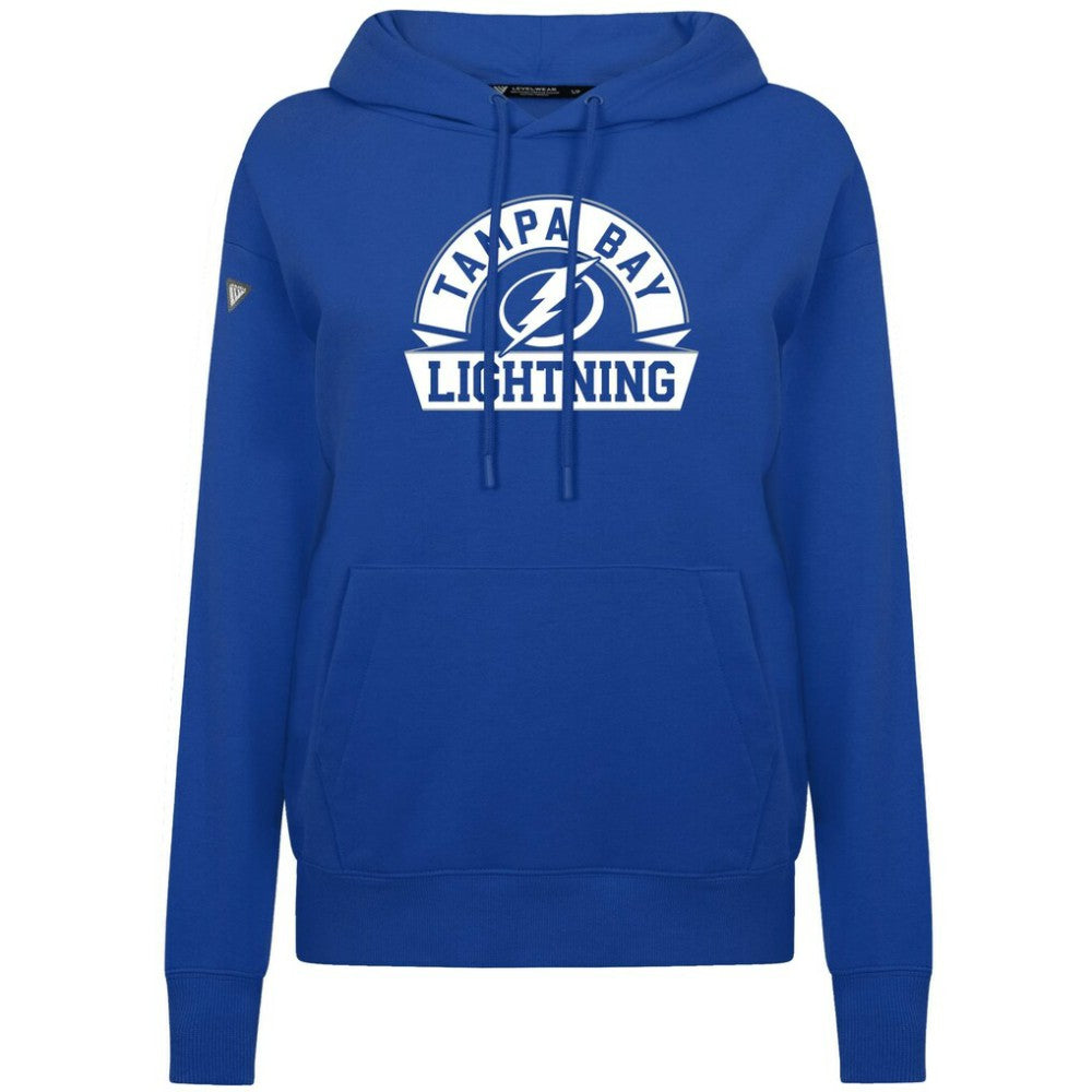 NHL Royal Tampa Bay Lightning Levelwear Women's Adorn Banner Arch Pullover Hoodie