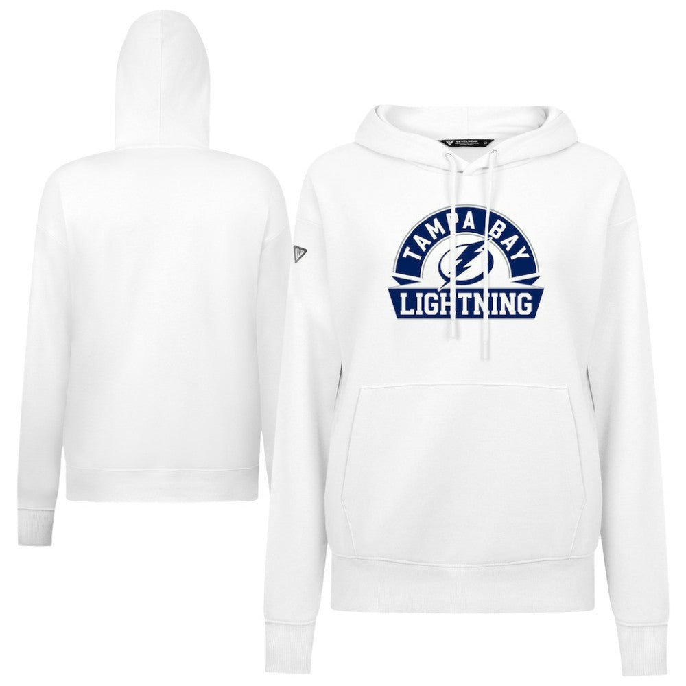 NHL White Tampa Bay Lightning Levelwear Women's Adorn Banner Arch Pullover Hoodie