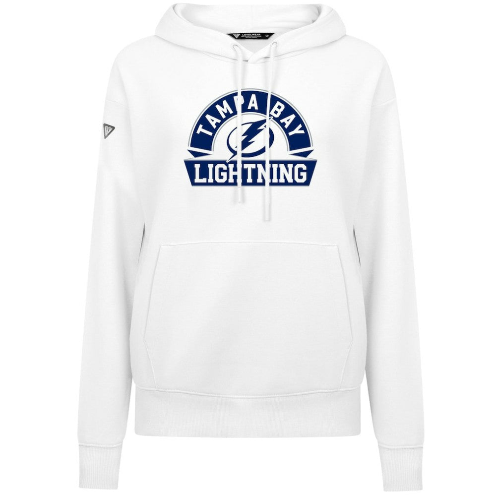 NHL White Tampa Bay Lightning Levelwear Women's Adorn Banner Arch Pullover Hoodie