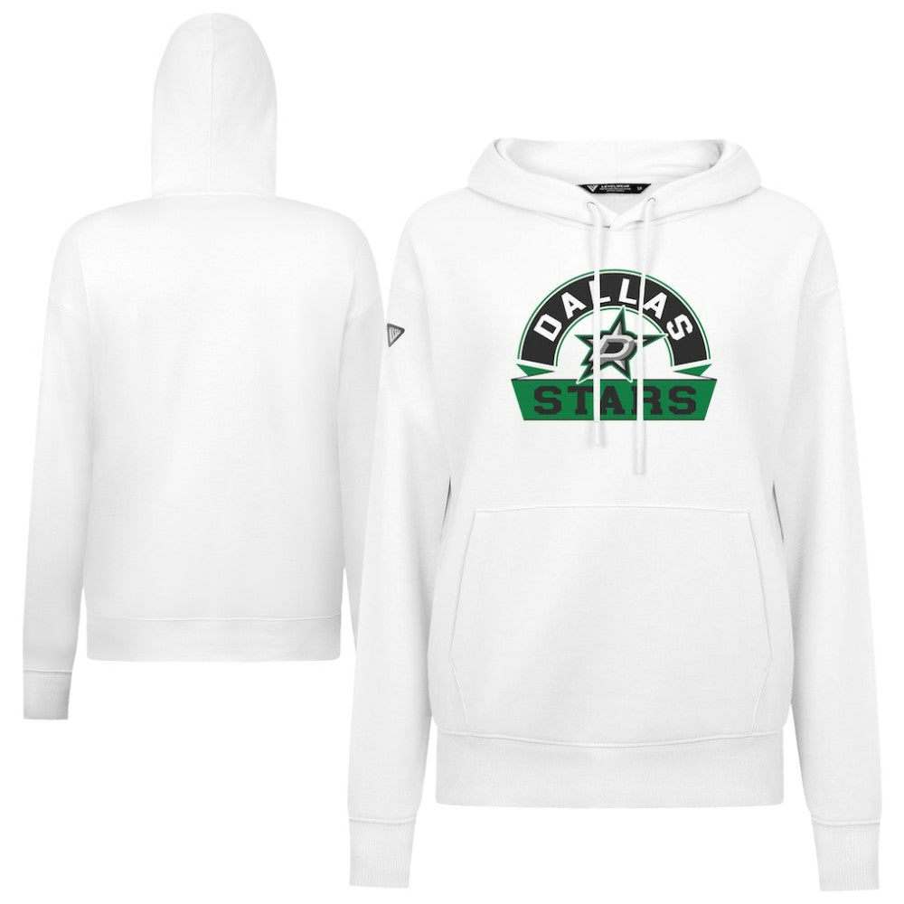NHL White Dallas Stars Levelwear Women's Adorn Banner Arch Pullover Hoodie