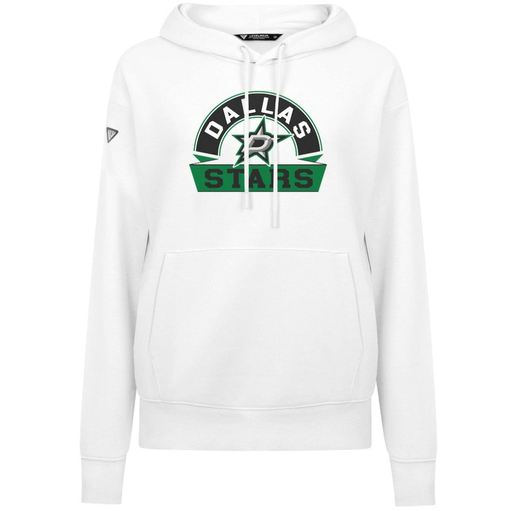 NHL White Dallas Stars Levelwear Women's Adorn Banner Arch Pullover Hoodie