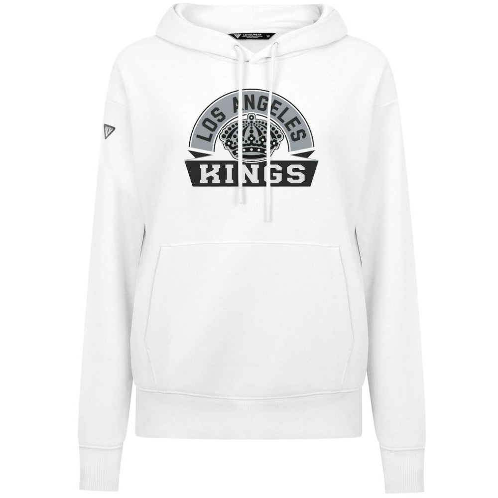 NHL White Los Angeles Kings Levelwear Women's Adorn Banner Arch Pullover Hoodie