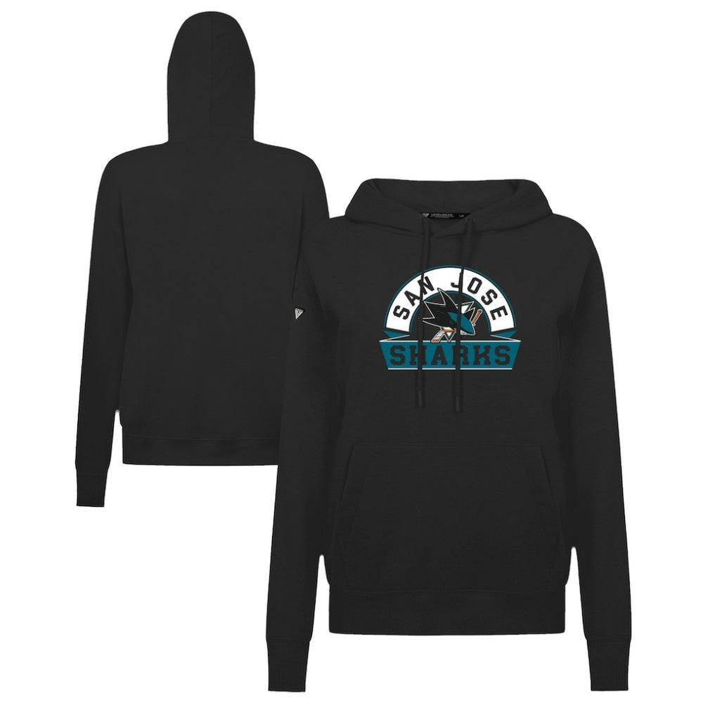 NHL Black San Jose Sharks Levelwear Women's Adorn Banner Arch Pullover Hoodie